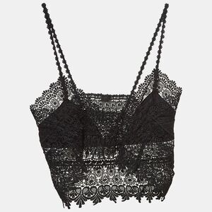 Charo Ruiz Black Lace Sheer Dana Top L